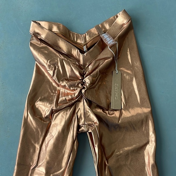 Skims NWT Penny Ruched Metallic Swim V Waist Pants Size XXS - Picture 2 of 8